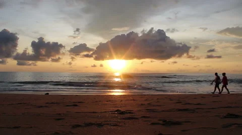 Beautiful sunset at the beach Stock Footage 47699737