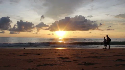 Beautiful sunset at the beach Stock Footage 47699741