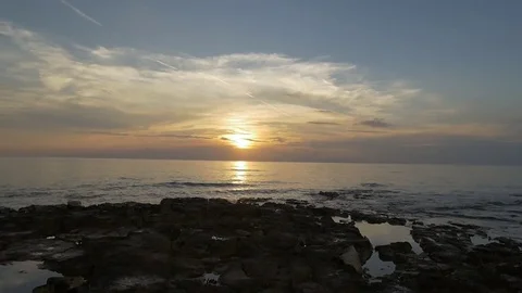 Beautiful sunset on the beach Video stock 71891325