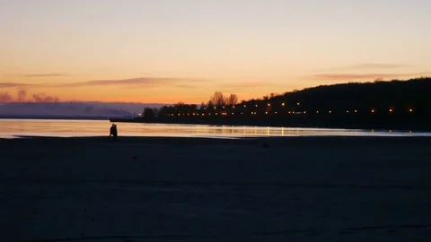 Beautiful sunset on the beach Stock Footage 75826337