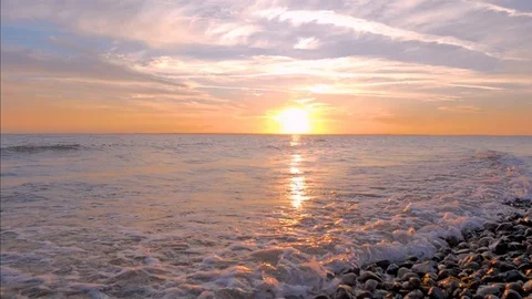 Beautiful sunset on beach Stock Footage 77485912
