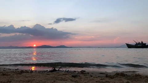 The beautiful sunset on the beach. Stock Footage 110628509