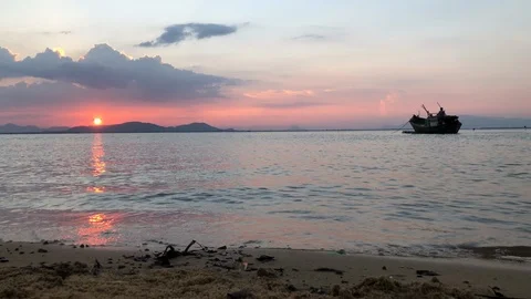 The beautiful sunset on the beach. Stock Footage 110629251