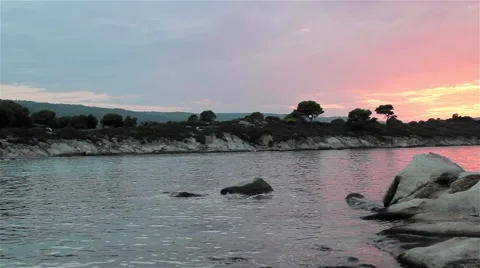Beautiful Sunset at the Beach in Greece Stock Footage 42044615