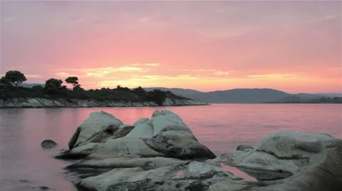 Beautiful Sunset at the Beach in Greece Stock Footage 42045433