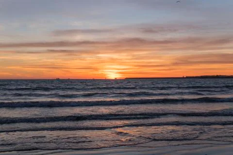Beautiful sunset on the beach Stock Photos