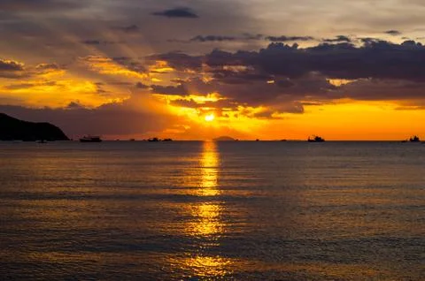 Beautiful sunset on the beach Stock Photos