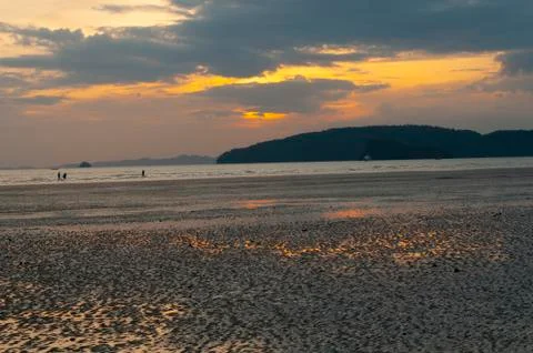 Beautiful sunset on a beach Stock Photos