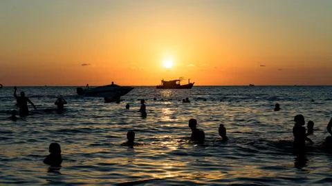 Beautiful sunset on the beach Stock Photos