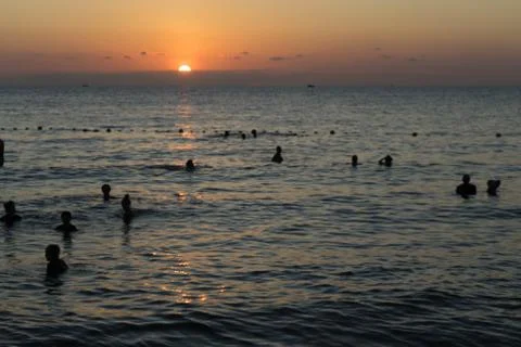 Beautiful sunset on the beach Stock Photos