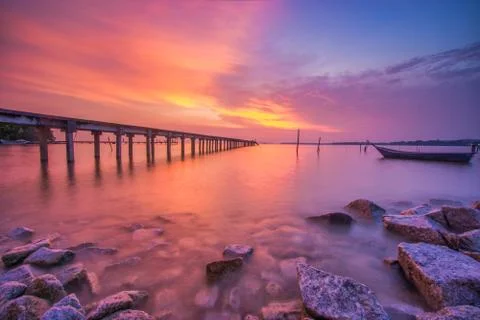 Beautiful Sunset at the Beach Fotos de archivo