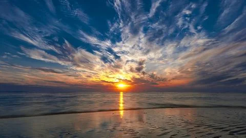Beautiful sunset on the beach Stock Photos