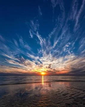 Beautiful sunset on the beach Stock Photos