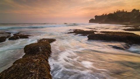 Beautiful sunset at beach Stock Photos