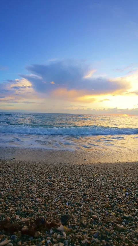 Beautiful sunset on the beach. Slow motion Stock Footage 300180882