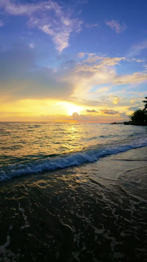 Beautiful sunset on the beach. Slow motion Stock Footage 300181310