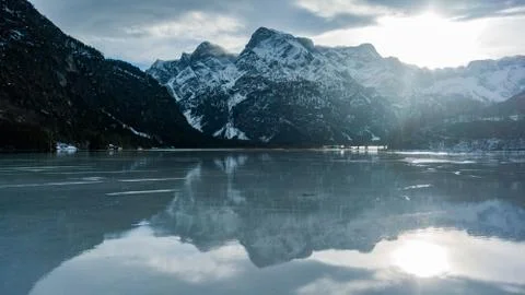 Beautiful sunset behind the austrian alps Stock Photos