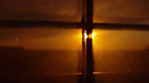 Beautiful Sunset Behind Window Scene (HD) Stock Footage 11282208