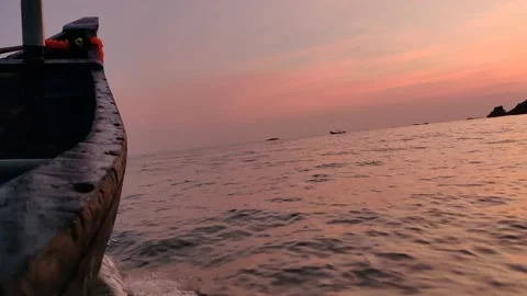 Beautiful Sunset Boat Ride Stock Footage