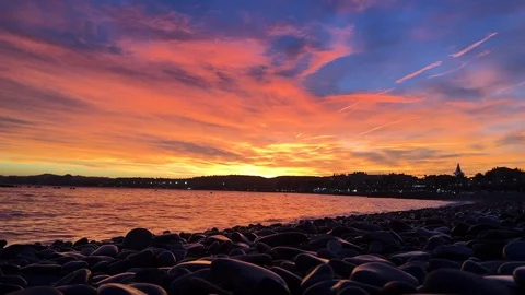 Beautiful sunset in Cagnes sur Mer in south France Stock Footage 103169407