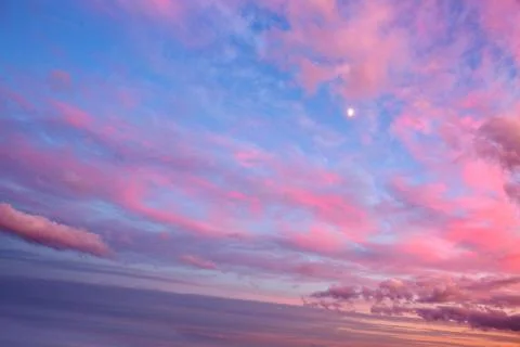 Beautiful sunset clouds background,dramatic cloud and colorful sky Stock Photos