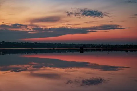 Beautiful sunset with clouds in the foreground Stock Photos