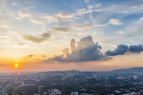 Beautiful sunset  clouds over Kuala Lumpur Stock Photos