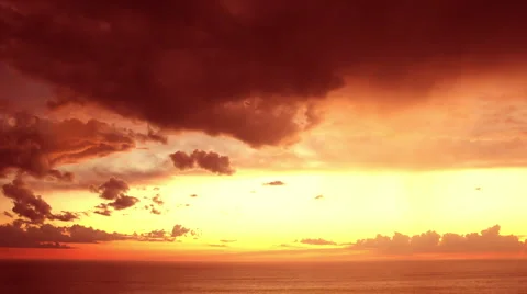 Beautiful sunset clouds over ocean. Time Lapse Stock Footage 1107271