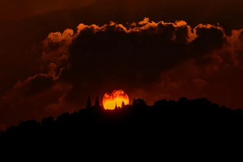 Beautiful Sunset with clouds over Phra That Doi Suthep temple Stock Photos