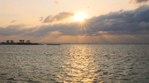 Beautiful sunset cloudscape over the ocean in Okinawa. Stock Footage 61528426