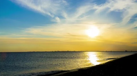 Beautiful Sunset With Cloudy Sky Over Black Sea Stock-Footage 56738983