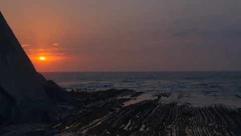 Beautiful sunset on coast Stock Footage 112294352