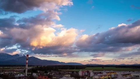 Beautiful sunset colored clouds. Timelapse Stock Footage 70367535