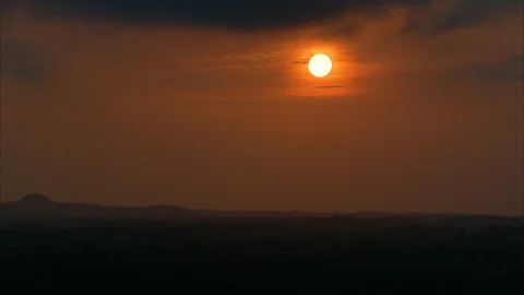 Beautiful sunset at countryside Stockbeeldmateriaal 89071357