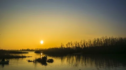 Beautiful sunset in Danube Delta Stock Footage 86293305