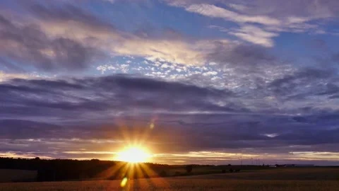 Beautiful Sunset With Dark Clouds In 60x Timeplapse Stock Footage 134419126