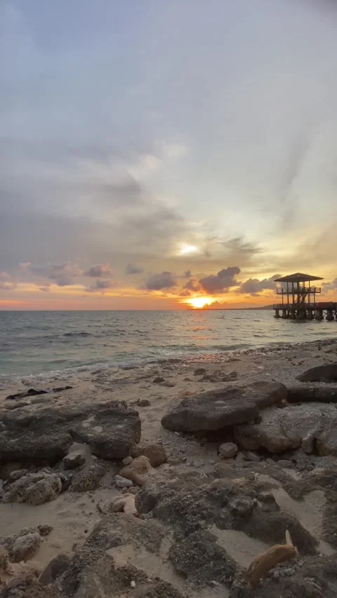 Beautiful sunset at dato beach potrait Stock Footage 302359130