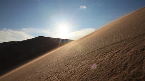 Beautiful sunset in the desert. Sandstorm on the dune Stock Footage 80454718