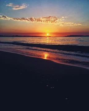 A beautiful sunset with different colors Stock Photos