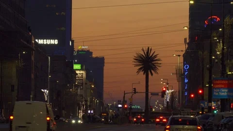 Beautiful sunset in downtown Stock Footage 147995017