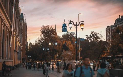 Beautiful sunset at downtown Stock Photos