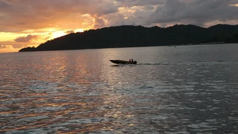 Beautiful Sunset with dramatic cloud at Waterfront Kota Kinabalu, Sabah, Born Stock Footage 217449983