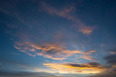 Beautiful sunset with dramatic clouds and dark sky. 스톡 사진