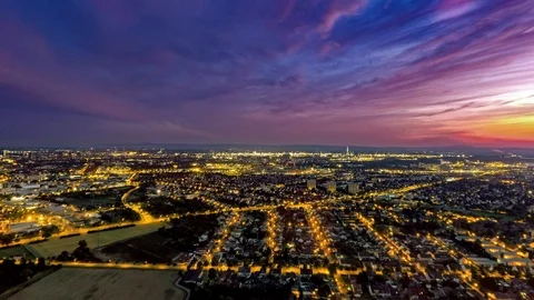 Beautiful Sunset Drone Lapse Of Mannheim 4k Stock Footage