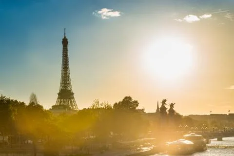 Beautiful sunset with Eiffel Tower