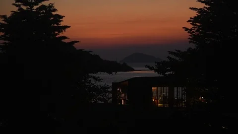 Beautiful sunset in evening time, real sun disk move in horizon. Sunset sky Stock Footage 106021710