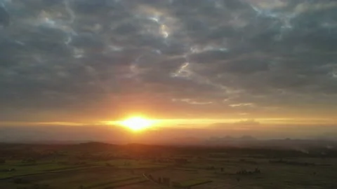 Beautiful Sunset, fast drifting clouds Stock Footage 148733615