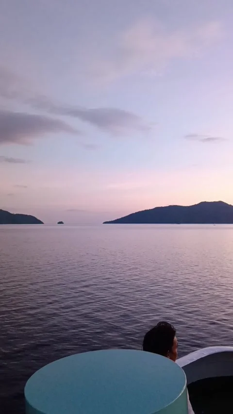 A beautiful sunset from ferry sailing view Stock Footage 281390779