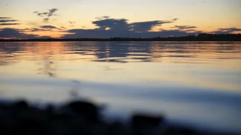 Beautiful sunset on the great river Stock Footage 136031074