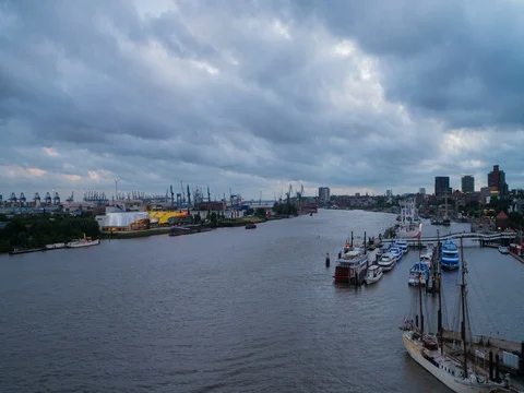 Beautiful Sunset from Hamburg Stock Footage 80316845